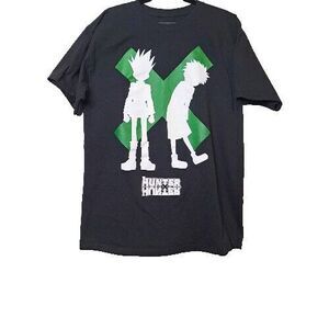 Hunter X Hunter Anime Graphic Tee Black Green T-shirt 100% Cotton Unisex Size L